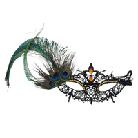 Venetian Masquerade Mask with Feather Black Lace Masquerade Mask Elastic Comfortable for Women, Photo Session