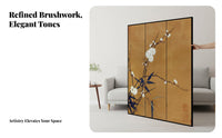 Classical Chinese Aesthetic floral flower Folding Panel Foldable Room separater Decorative Background Space Partition Freestanding for Art admirers, Studio Apartment Dwellers, Interior Designers, Bedroom, Study