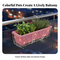 Over-the-Rail Hanging Basket Rectangular Frame Railing Planter Anti-Rust Coating