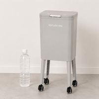 Lidded Trash Can, Slim, 12L, With Wheels, Resin-made, Double Lid Type, Under Kitchen Counter, Sorting Compatible
