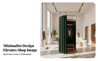 Sturdy Metal Frame Mobile Dressing Room Includes Clothes Hook Mobile Dressing Cubicle with Curtain Easy Assembly Portable Fitting Room Spacious Interior for Boutique Owners, Event Planners, Shopping Mall, Temporary Shop, Photo Studio, Dormitory