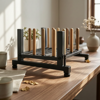 Garden Tool Storage Rack Black Iron Three-Tier Tool Rack Heavy Duty