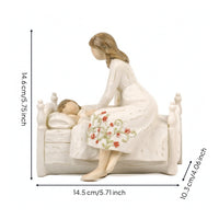 Resin Figurine Wood-Grain Style Human Figurine with Dress Human Statue Tabletop Desk Decoration Elegant for Collectors