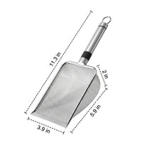 Cat Litter Sifter and Metal Tool with Stand, Stainless Steel Handle, Fine-Hole Litter Sifter for Efficient Cleaning Use
