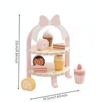 Giftable Pretend Tea Party Dessert Stand Paint Wooden Dessert Playset Even Edges Pink Sweet Shop Play Set Fine Movement Skills for Children