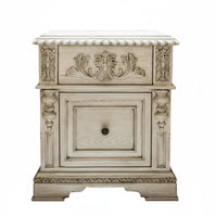Carved Single-Drawer Nightstand French Country design Bedside Table with Drawer Handmade Space-Saving for Homeowners, Guest Room
