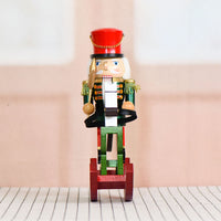 30cm Wooden Nutcracker Soldier Rocking Horse Christmas Decoration