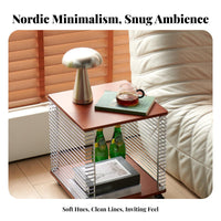 Rolling Cube Shelf sectional Design Side Table Sturdy Frame for Living Room, Study