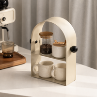 Desk Organiser for Students, 2 Tier Metal Monitor Stand, Movable Milk Tea Desk Tidy for Home Office, 27cm Length