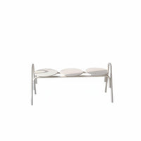 Long Backless Stool Indoor & exteriordoor Wavy Seat Bench Creamy Look Multi-Functional for Homeowners, Families