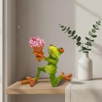 Flower Frog Figurine Nordic Design Frog Figurine Gift Idea for Garden, Desktop