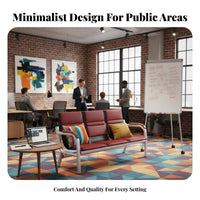 Wear-Resistant PU Leather 3 Seater Waiting Chair Heavy Duty 3 Seat Waiting Bench Long-Lasting Construction Metal Frame Tandem Chair High-Rebound Cushion for Visitors, Patients, Customers, Lobby, Hospital, Airport, Salon