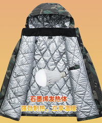 冬季男款防水棉服耐磨加厚保暖石墨烯棉袄大码防寒冷库迷彩劳保服