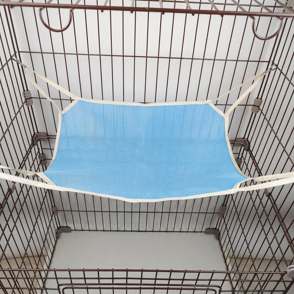 Cat Hammock and Hanging Cat Bed for Indoor Cats, Pet Cage Swing with Metal Hooks, Single Unit for Metal Cage Enclosures, Small Hanging Pet Bed