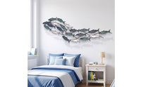 School of Fishes Wall Seascape artThemed 3D Metal Fishes Wall Art Coastal for Homeowners, Living Room, Entryway, Bedroom