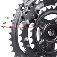 48/38/28T Gearing 48T Aluminum Crankset Irregular Tooth Design 170mm Crank Arm Set for Cyclists