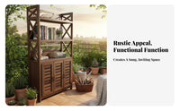 Multi-Tier Storage Multi-Tier Louvered Doors Etagere with Cabinet Rustic Design Long-Concludinging Frame for Families, Balcony