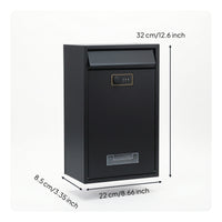 Outdoor Wall-Mounted Mailbox with Combination Lock Secure Wall-Mounted Mailbox Security Letterbox Easy Installation for Homeowners, Porch, Entryway, Gate