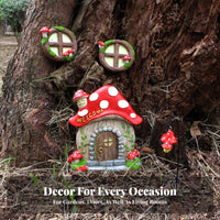 Miniature Tree Door and Panes Resin Material Fairy Door and Panes Set