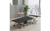 Breathable Material Single Folding Cot Bed Installation-Effortless Office Rest Lounger Reinforced Frame Temporary Furniture Quiet Design for Camping