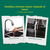 Infrared motion sensor faucet, leak-resistant.