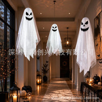 3-Pack Halloween Hanging Evil Mesh Ghost Decorations for Outdoor Lawn, Porch, Indoor