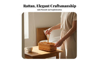 Rustic Design Rattan Tissue Box Organizer Long-Lasting Handwoven Storage Box Multi-Compartment Rattan Basket for Hotel Owners, Office Workers, Living Room, Bedroom, Guesthouse, Coffee Table