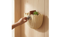 Half-Round Scalloped Wall Basket Space-Saving Wall-Mounted Storage Basket Decorative Rustic for Entryway