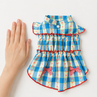 Small Dog Dress with Buttons, Princess Dog Dress for Special Occasions, Blue Plaid Dog Clothes for Small Dogs, Summer Puppy Clothes Girl