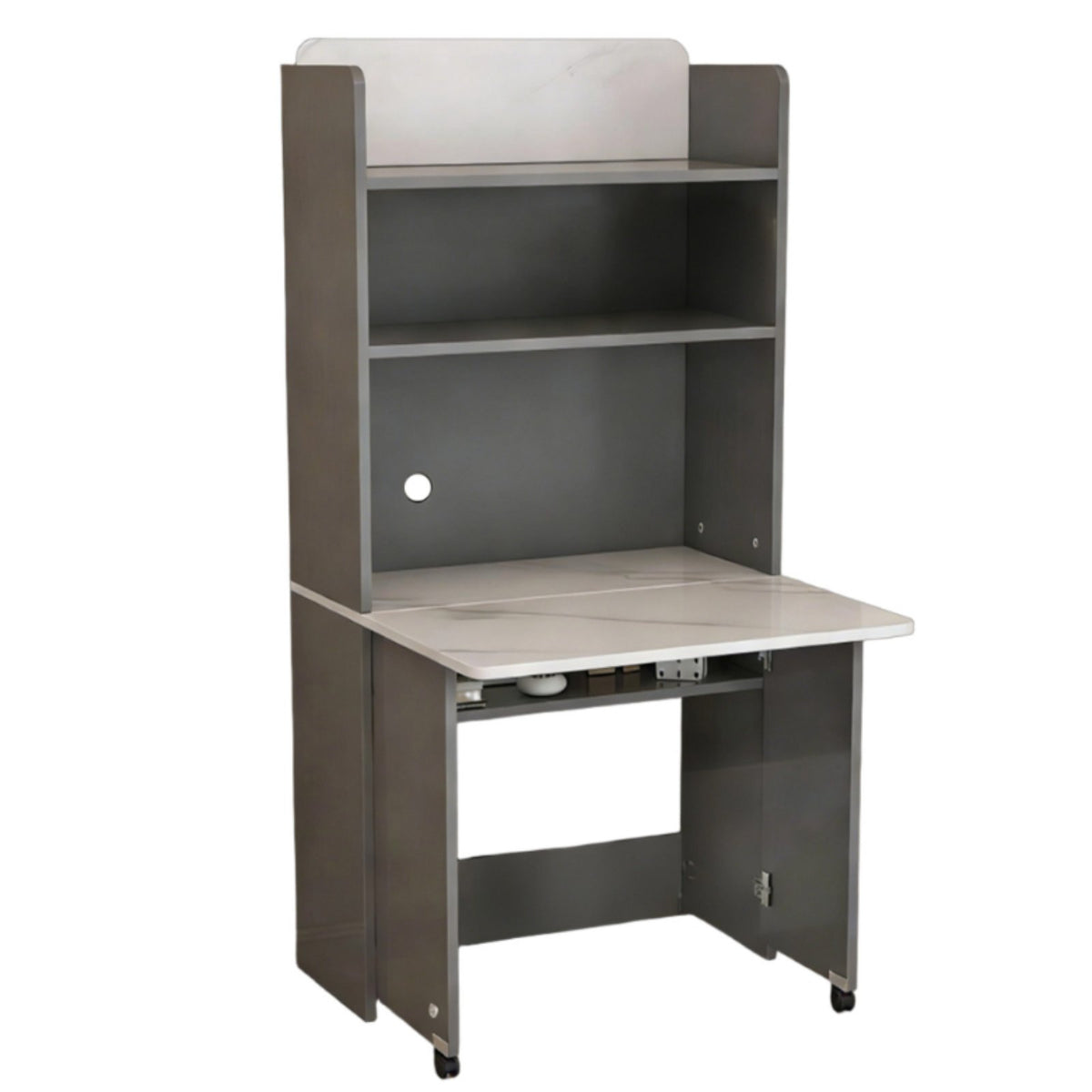 Folding Desk with Shelves Foldable Design Computer Table Multi-Function No Assembly Required for Students, Dorm Room, Bedroom
