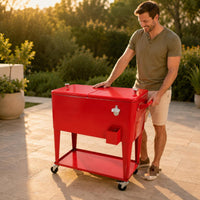 Insulated Rolling Cooler Easy to Clean Outdoor Storage Water Resistant