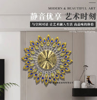 Metal Peacock Clock, Fashionable Minimalist Starry Sky Wall Clock, Creative Iron Art Hanging Clock, Silent