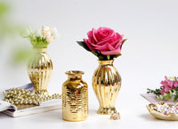 Gold European Embossed Ceramic Small Vase for Tabletop
