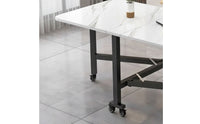 Space-Saving Folding Dining Table with Casters Sturdy Folding Dining Table Stable Furniture Long-Lasting for Kitchen