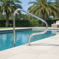 Stainless Steel Pool Handrail with Base Flanges Polished Pool Handrail Easy Install Grab Bar Long-Lasting for Hotel Owners