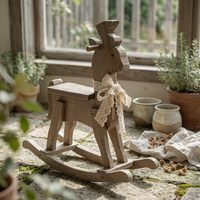 Distressed Wooden Deer Decor Miniature Wooden Deer Statue Collectible