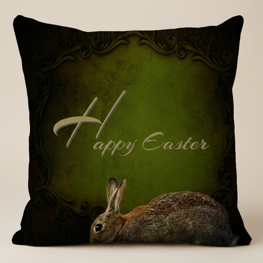 Easter Bunny Throw Pillow Case Soft Decorative Cushion Cover Seasonal Decor Printed Pillowcase for Home Stylists, Gift Donors, Sofa, Couch, Armchair