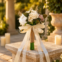Champagne Blossom Arrangement Handmade Handheld Blossom Arrangement Ribbons