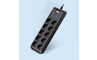 10-Way Desktop Power Strip with USB Overload Protection Power Strip with USB Ports Compact Multi-Plug Outlet with Switch Space-Saving for Office, Dorm Room