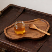Acacia Wood Dessert Plate Japanese Design Wavy Border Coffee Tray for Home Cafe