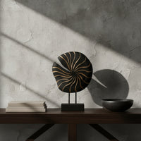 Sun Disk Sculpture Abstract Resin Sculpture with Base Retro Decor for Bookshelf