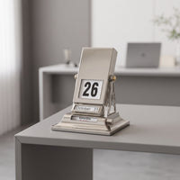 Retro Perpetual Calendar Mechanical Desktop Flip Calendar Compact Ornament Decorative for Study, Reception Desk