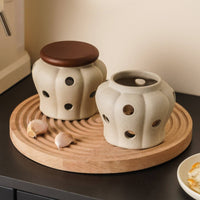 Ventilated Garlic Jar Matte Ceramic Garlic Jar Faceted