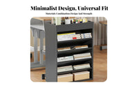 Movable Book Rack 360° Rotating Wheels Rolling Rolling Storage Versatile Use