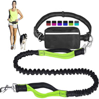 Elastic Reflective Nylon Dog Leash with Storage Waist Bag for Running