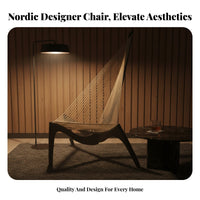 Harp spine Armchair Nordic Design Lounge Chair Designer Inspired Minimalist Aesthetic for Interior Decorators, Book Lovers
