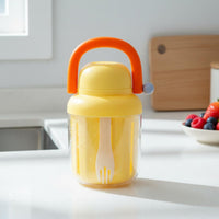 Food Grade Portable Salad Cup with Fork Leak Proof Double Layer Drainer Cup Easy to Clean Takeaway Fruit Container for Students
