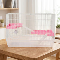 Large Hamster Cage 23 Double Layer Large Castle (Includes Water Bottle/Food Bowl/Running Wheel), Iron Transparent Hamster Cage for Small Pets