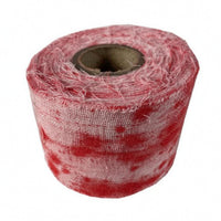 Stained Gauze Roll Fine Mesh Red and White Gauze Bandage Frayed Edges