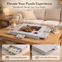 Foldable Puzzle Board for Kids with Storage Drawers and Cover, 1000 Piece Felt Mat with Built-In Stand, Indoor Home Case